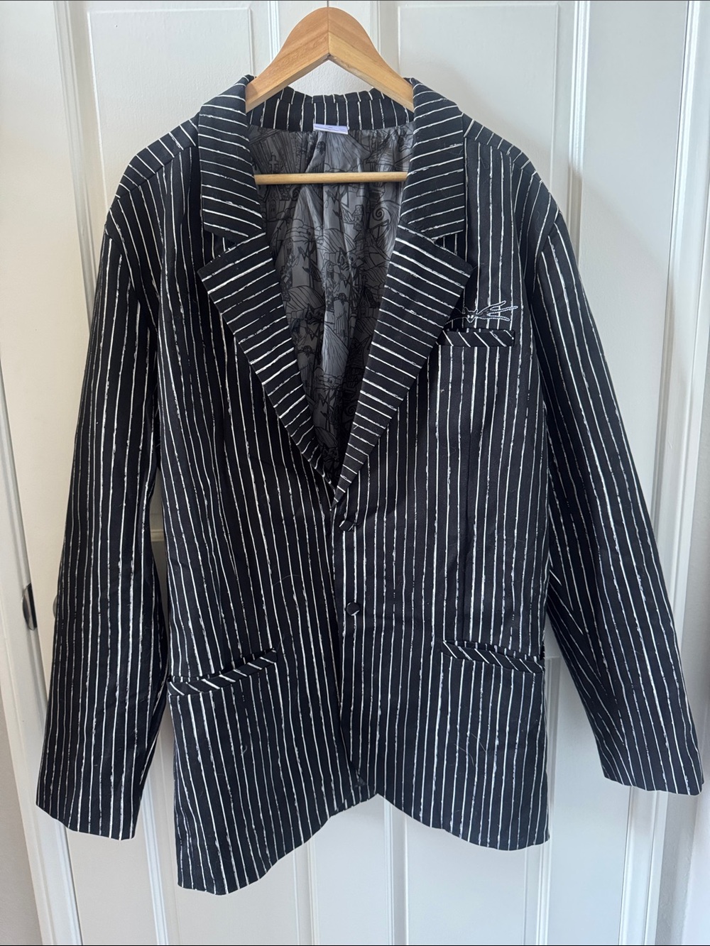 Disney Black and White Pinstripe nightmare before Christmas Jacket